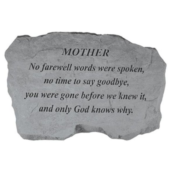 Kay Berry Inc Kay Berry- Inc. 97820 Mother-No Farewell Words Were Spoken - Memorial - 16 Inches x 10.5 Inches x 1.5 Inches 97820